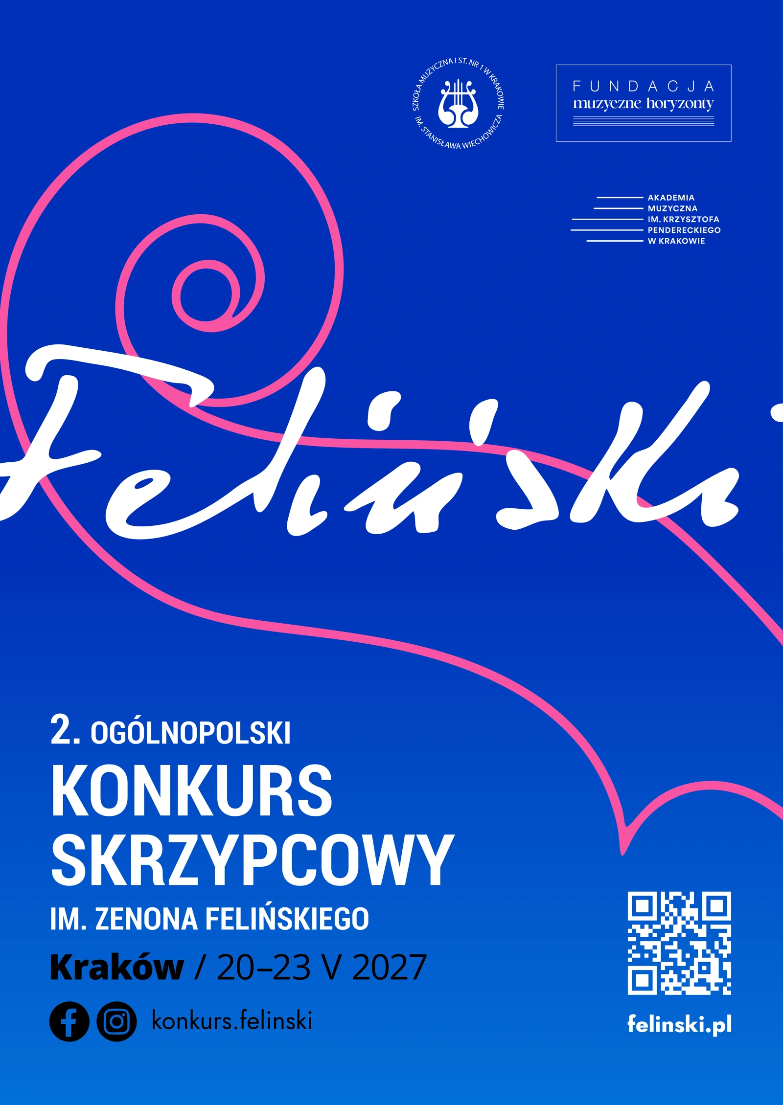 Plakat 2. Ogólnopolskiego Konkursu Skrzypcowego im. Zenona Felińskiego, Kraków, 20–23 maja 2027